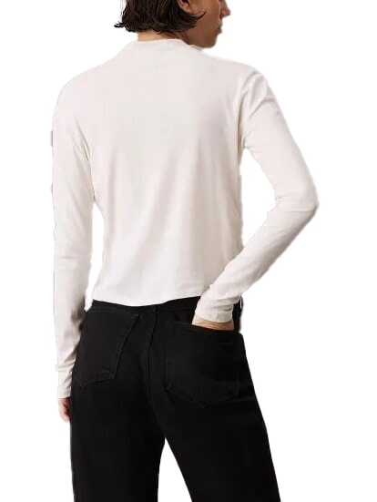 CK JEANS Pulover cu guler înalt din bumbac fildeş - Pulovere pentru femei