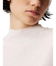 CALVIN KLEIN CK JEANS Pulover cu guler înalt din bumbac fildeş - Pulovere pentru femei - 3