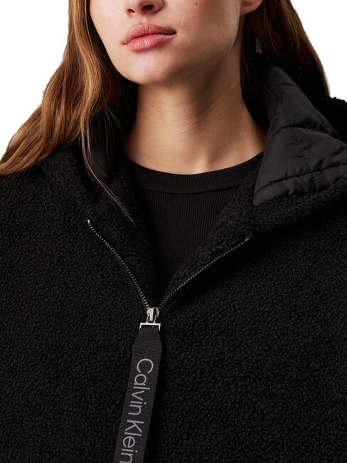 CK JEANS Jachetă din fleece cu fermoar complet și glugă ck negru - Jachete pentru femei