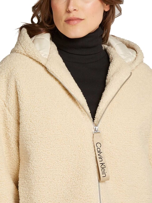 CK JEANS Jachetă din fleece cu fermoar complet și glugă ceață portuară - Jachete pentru femei