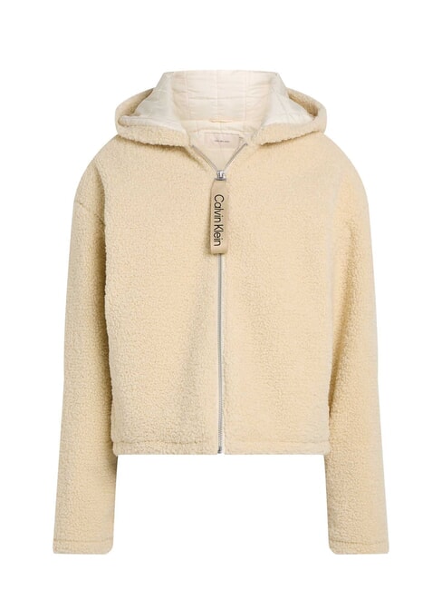 CK JEANS Jachetă din fleece cu fermoar complet și glugă ceață portuară - Jachete pentru femei