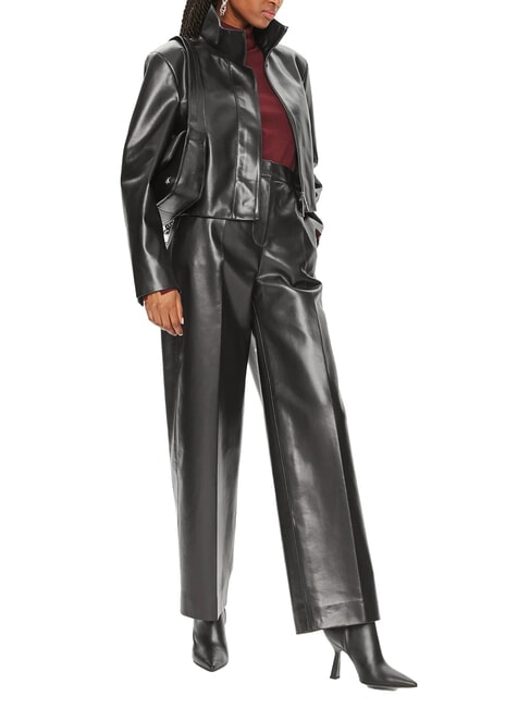 CK Pantaloni cu talie înaltă și picioare late ck negru - Pantaloni pentru femei