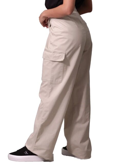 CK JEANS Pantaloni cargo din bumbac periat pelican - Pantaloni pentru femei