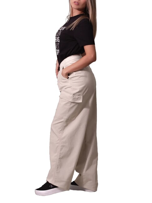 CK JEANS Pantaloni cargo din bumbac periat pelican - Pantaloni pentru femei