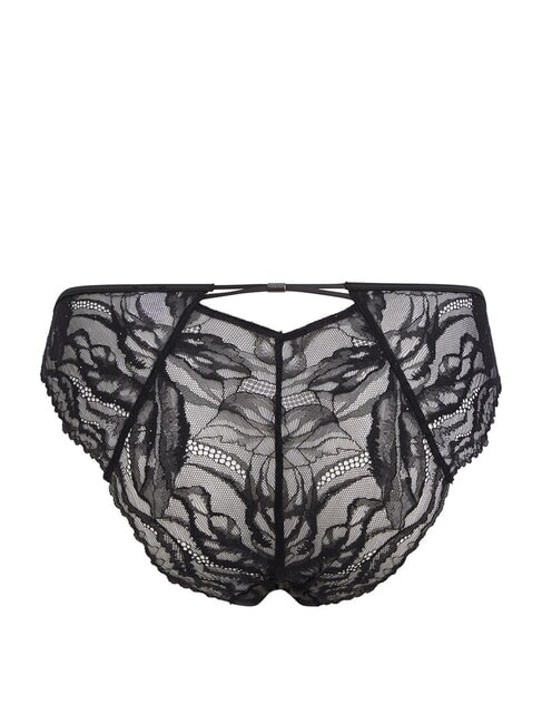 CK Chiloți din dantelă florală negru - Slip pentru femei