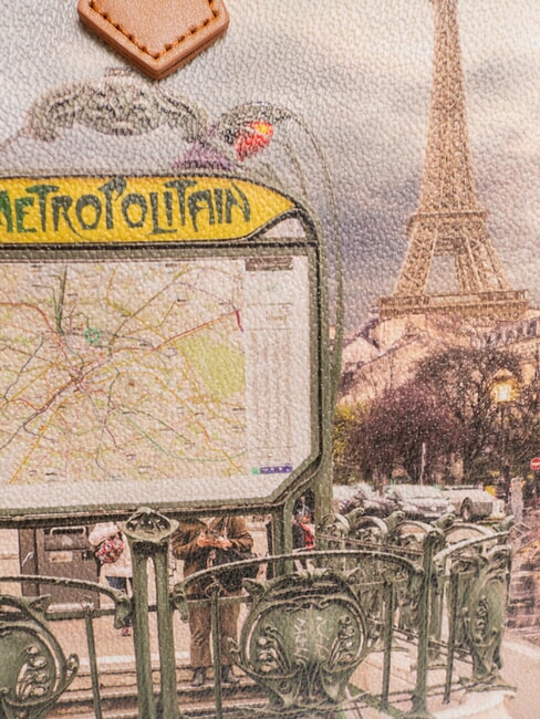 YESBAG Geantă de umăr imprimată Metroul din Paris - Genți femei