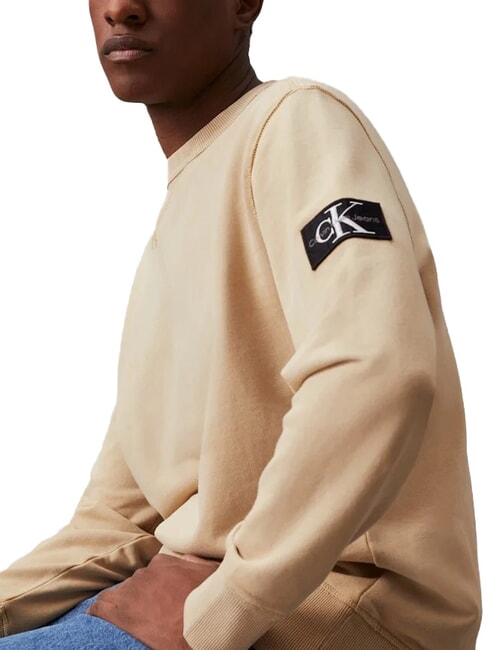 CK JEANS Hanorac cu guler rotund din bumbac kaki pal - hanorace