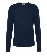 CALVIN KLEIN SUPERIOR WOOL Pulover din lana cu gat rotund Calvin Navy - Pulovere pentru bărbați - 4