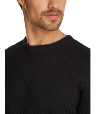 CALVIN KLEIN CK Pulover cu guler rotund și detalii țesute ck negru - Pulovere pentru bărbați - 3