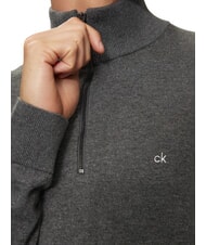 CALVIN KLEIN CK Pulover cu guler înalt și fermoar, croială slim fit gri închis heather - Pulovere pentru bărbați - 3