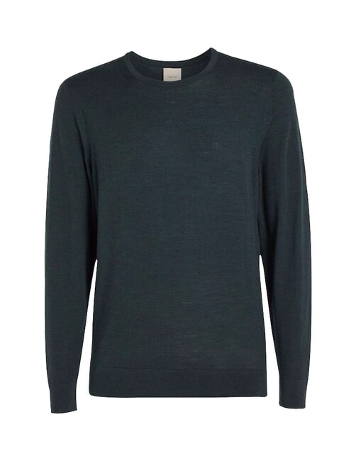 SUPERIOR WOOL Pulover din lana cu gat rotund erica de pădure de la miezul nopții - Pulovere pentru bărbați