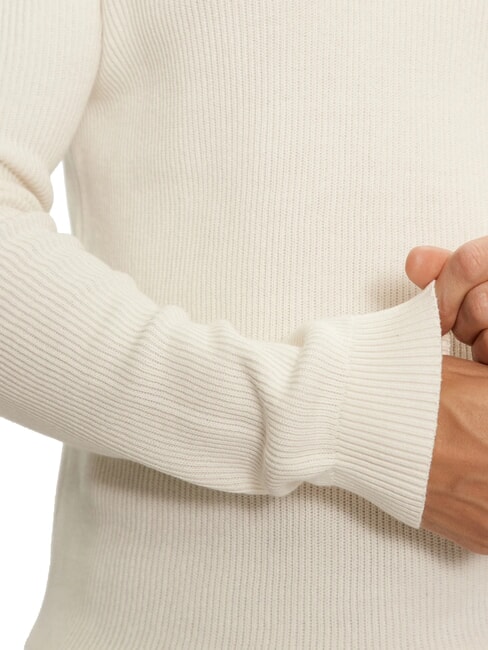 CK JEANS Pulover cu guler rotund și nervuri fildeş - Pulovere pentru bărbați