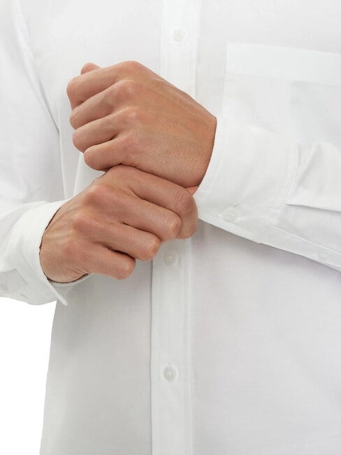 CK JEANS Cămașă slim fit din bumbac cu mânecă lungă alb strălucitor - Cămăși pentru bărbați