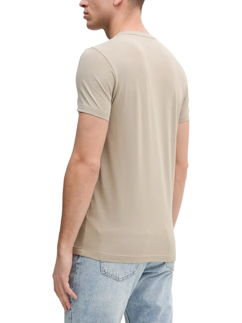 CK Tricou slim fit, elastic, cu m&acirc;necă scurtă bej pietros - tricou