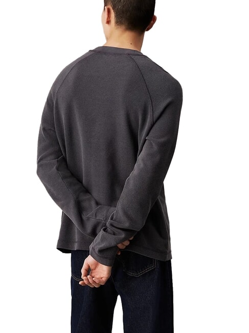 CK JEANS Tricou cu m&acirc;necă lungă cu țesătură tip waffle abanos - tricou