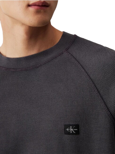 CK JEANS Tricou cu m&acirc;necă lungă cu țesătură tip waffle abanos - tricou