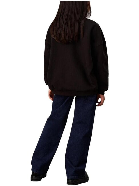 CK KIDS Hanorac cu guler rotund și logo sherpa ck negru - Hanorac pentru bebeluși