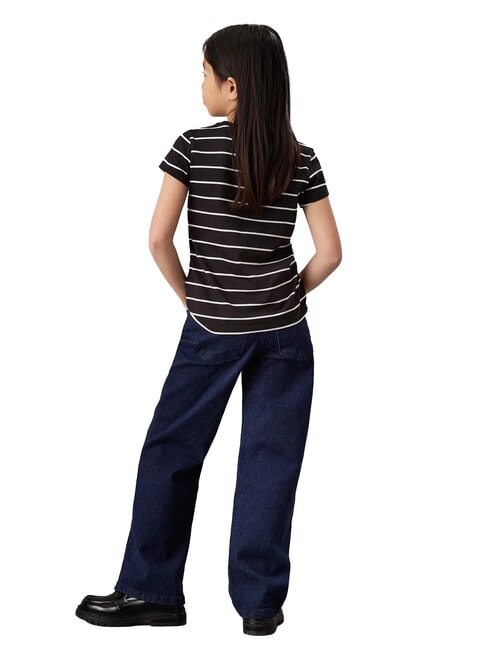 CK KIDS Tricou cu mânecă scurtă și dungi dungă neagră / fildeș - Tricou copil