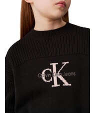 CALVIN KLEIN CK KIDS Pulover cu guler rotund din bumbac ck negru - Pulovere pentru copii - 3