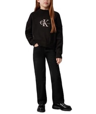 CALVIN KLEIN CK KIDS Pulover cu guler rotund din bumbac ck negru - Pulovere pentru copii - 4