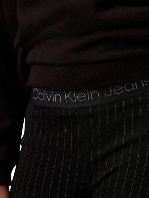 CK KIDS Pantaloni cu talie înaltă și dungi subțiri pentru fete ck negru - Pantaloni pentru copii