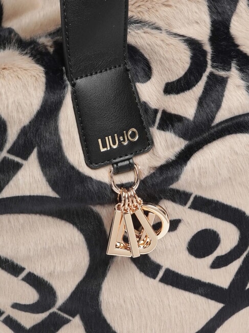 VERRY Geantă hobo mare de pluș neutru/negru - Genți femei