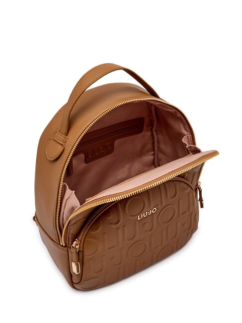 MANHATTAN Rucsac mediu cu logo în relief piele de căprioară - Genți femei