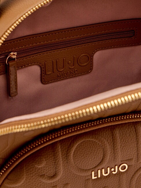 MANHATTAN Rucsac mediu cu logo în relief piele de căprioară - Genți femei