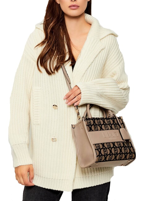 RIDHI Geantă tote din material textil cu curea de umăr BLACK - Genți femei