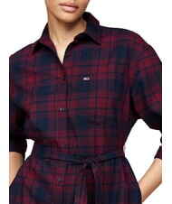 TOMMY HILFIGER TH JEANS  Rochie tartan carouri roșii de iarnă - Haine de femeie - 4