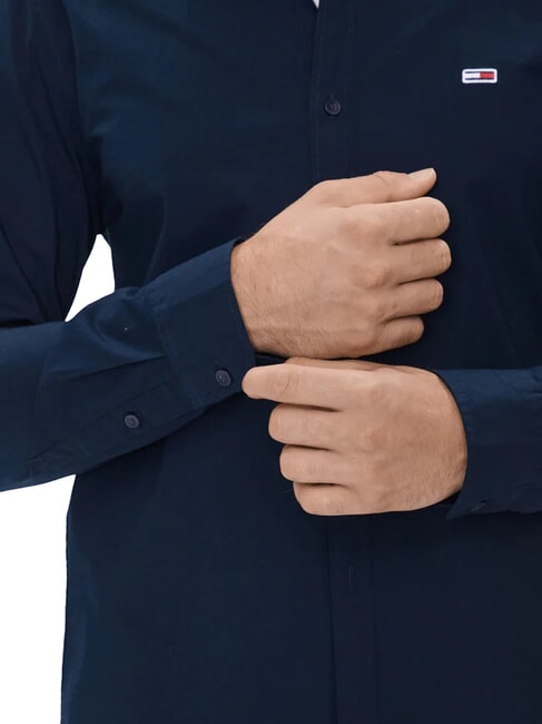 TH JEANS Cămașă cu mânecă lungă bleumarin noapte întunecată - Cămăși pentru bărbați