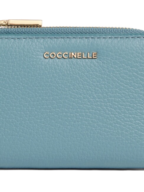 METALLIC SOFT Portofel mic din piele albastru arctic - Portofele femei