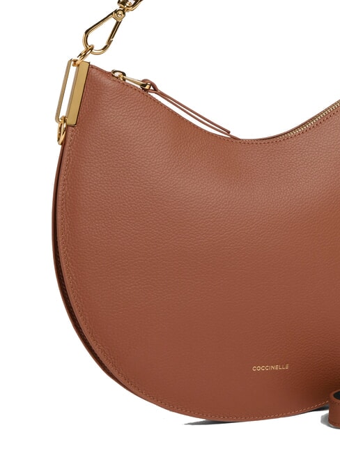 SUNUP Geantă de umăr medie din piele coniac/negru - Genți femei