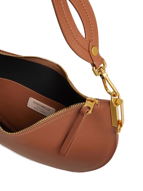 SUNUP Geantă de umăr medie din piele coniac/negru - Genți femei