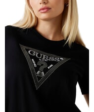 GUESS SS CN KRYSTAL TRIANGLE Tricou cu m&acirc;necă scurtă, cu ținte și strasuri jetbla - tricou - 3