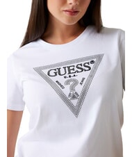 GUESS SS CN KRYSTAL TRIANGLE Tricou cu m&acirc;necă scurtă, cu ținte și strasuri alb purpuriu - tricou - 3