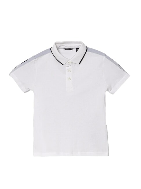 KIDS Tricou polo cu jumătate de mânecă cu 3 nasturi alb purpuriu - Tricou copil