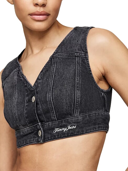 TH JEANS Top din denim denim negru - tricou