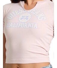 GUESS JEANS LOGO CALIFORNIA Tricou scurt, elastic, crop blush bumbac - tricou - 3
