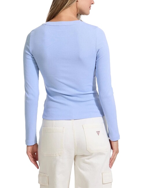 EMBRO Tricou cu mânecă lungă și nervuri albastru zendy proaspăt - tricou