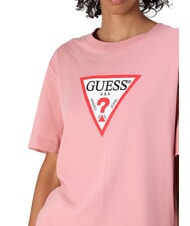GUESS JEANS ICONIC Tricou cu m&acirc;necă scurtă și croială lejeră ușor roz - tricou - 3