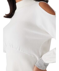 GUESS BLING Pulover cu guler înalt și manșete decupate cu strasuri dovwhi - Pulovere pentru femei - 3