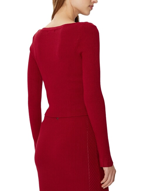 KATELYN Cardigan cu nervuri și nasturi bijuterie sirenă roșie - Pulovere pentru femei