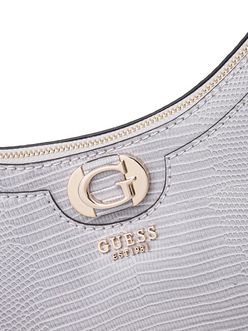 ORLINA Geantă de umăr cu imprimeu de șopârlă gri lavanda - Genți femei