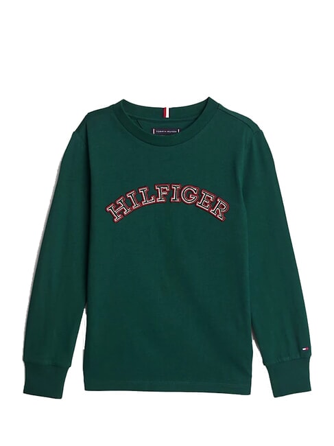 TH KIDS Tricou cu mânecă lungă din bumbac verde ornamental - Tricou copil