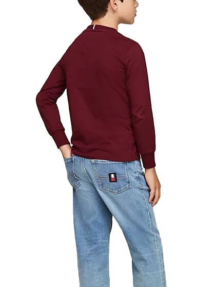 TH KIDS Tricou cu m&acirc;necă lungă din bumbac roșu intens - Tricou copil