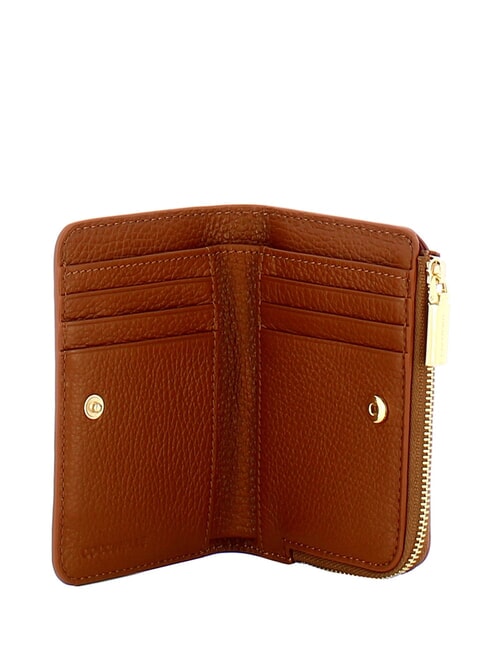 METALLIC SOFT Portofel mic din piele coniac - Portofele femei
