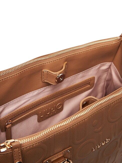 MANHATTAN Geantă medie tip ghiozdan cu logo piele de căprioară - Genți femei