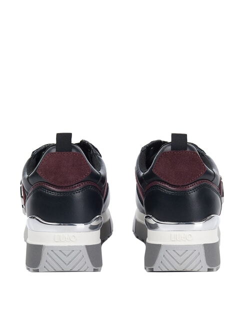 MAXI WONDER 01 Teniși din piele și plasă negru/cărămiziu - Pantofi femei