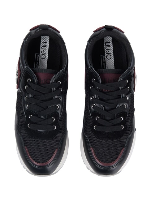 MAXI WONDER 01 Teniși din piele și plasă negru/cărămiziu - Pantofi femei